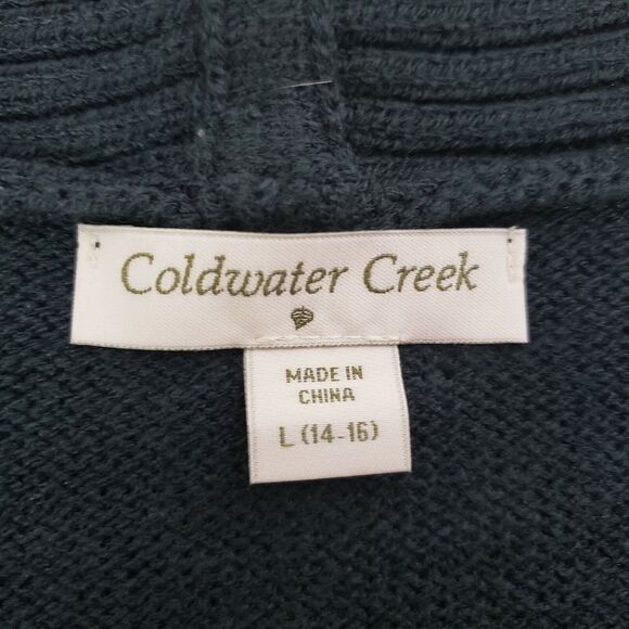 Coldwater Creek Womens Sweater Large Knit Green Short Sleeve Ribbed Pullover - Picture 8 of 10